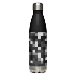 92Y4.G8 Stainless Steel Water Bottle with Gray & Gray Mosaic Design