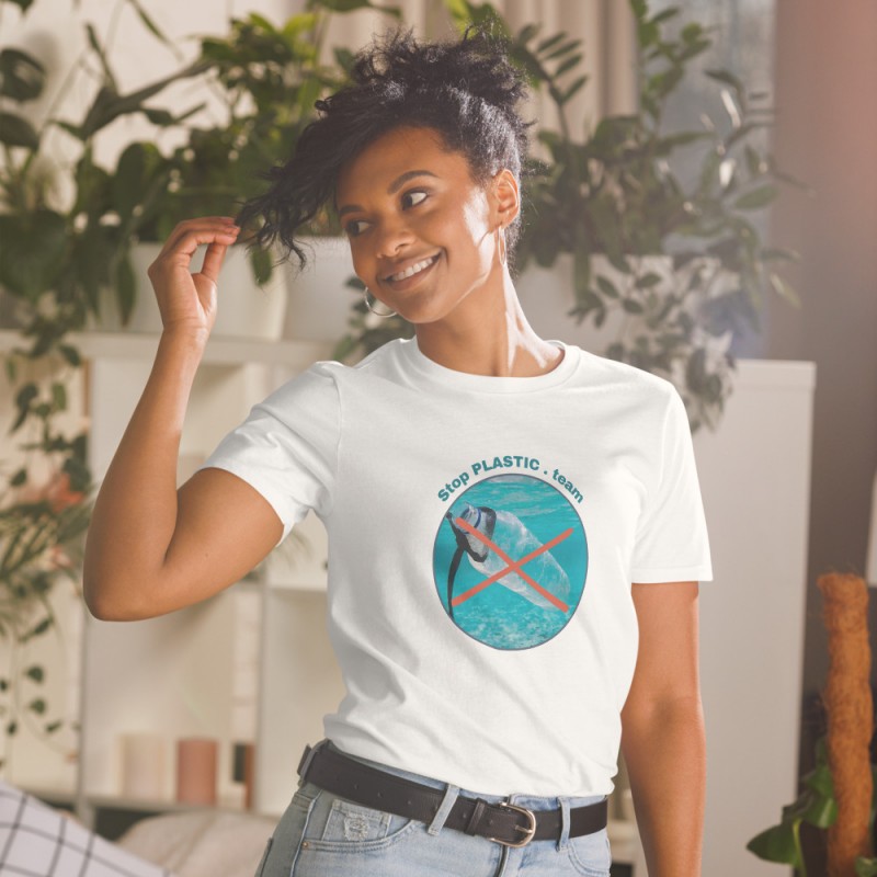 White T-Shirt Y15 with No More Plastic Bottles Design