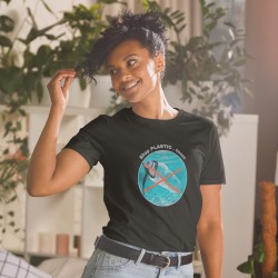 Black T-Shirt Y15 with No More Plastic Bottles Design