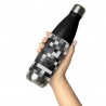 92Y4.G8 Stainless Steel Water Bottle with Gray & Gray Mosaic Design