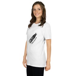 Simple T-Shirt with Black and Gray Y4 Bottle and STOP PLASTIC Design