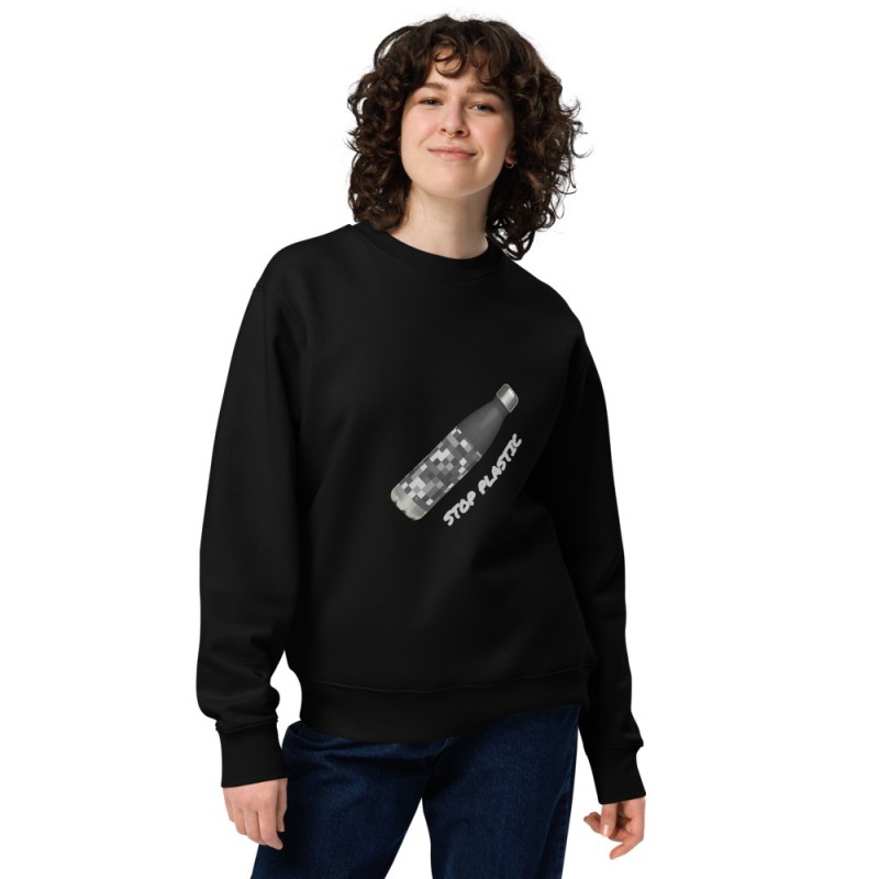 83Y4.92 Eco Sweatshirt with Water Bottle and STOP PLASTIC Design